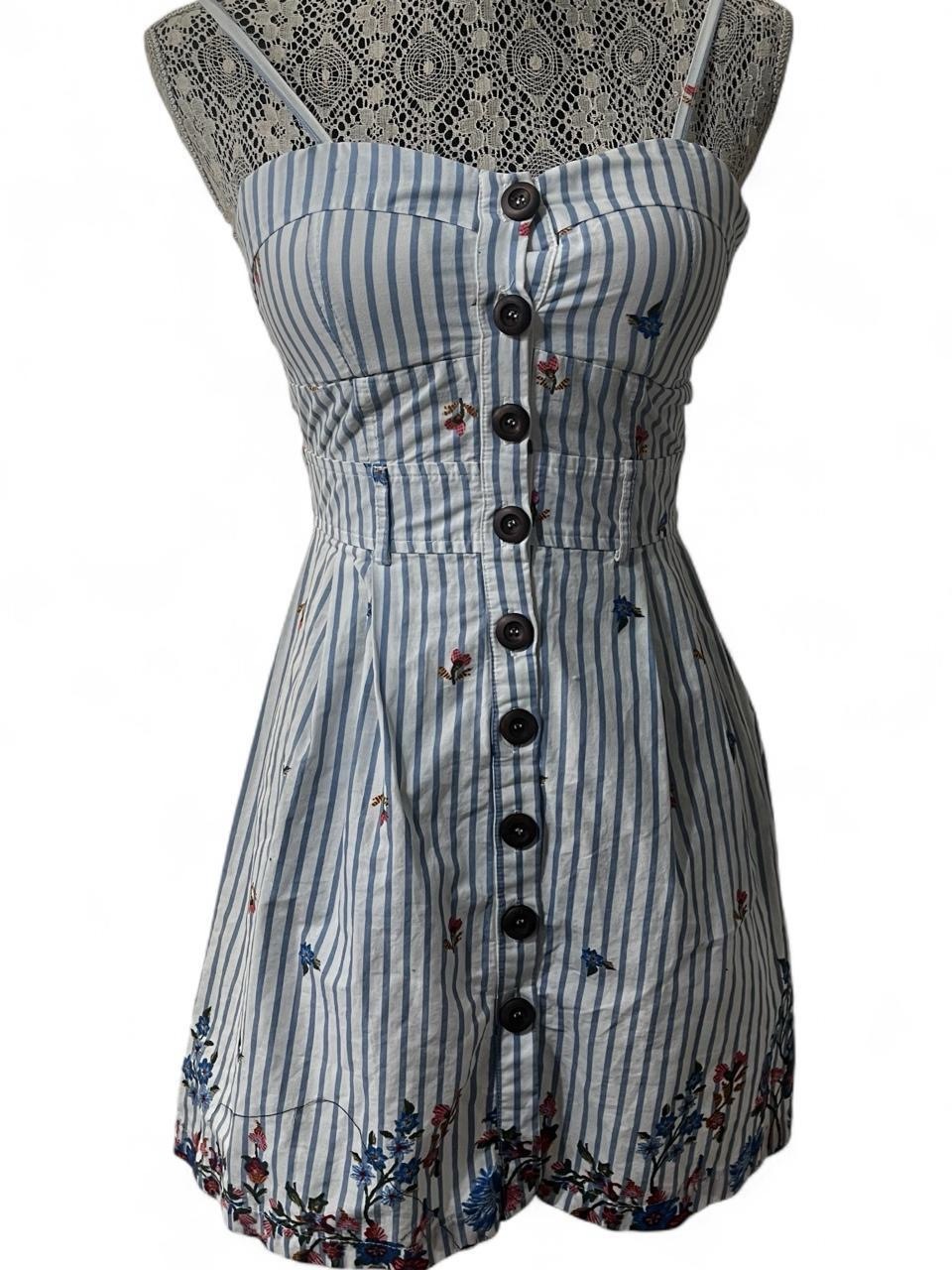 Purple Snow Blue And White Striped Sundress